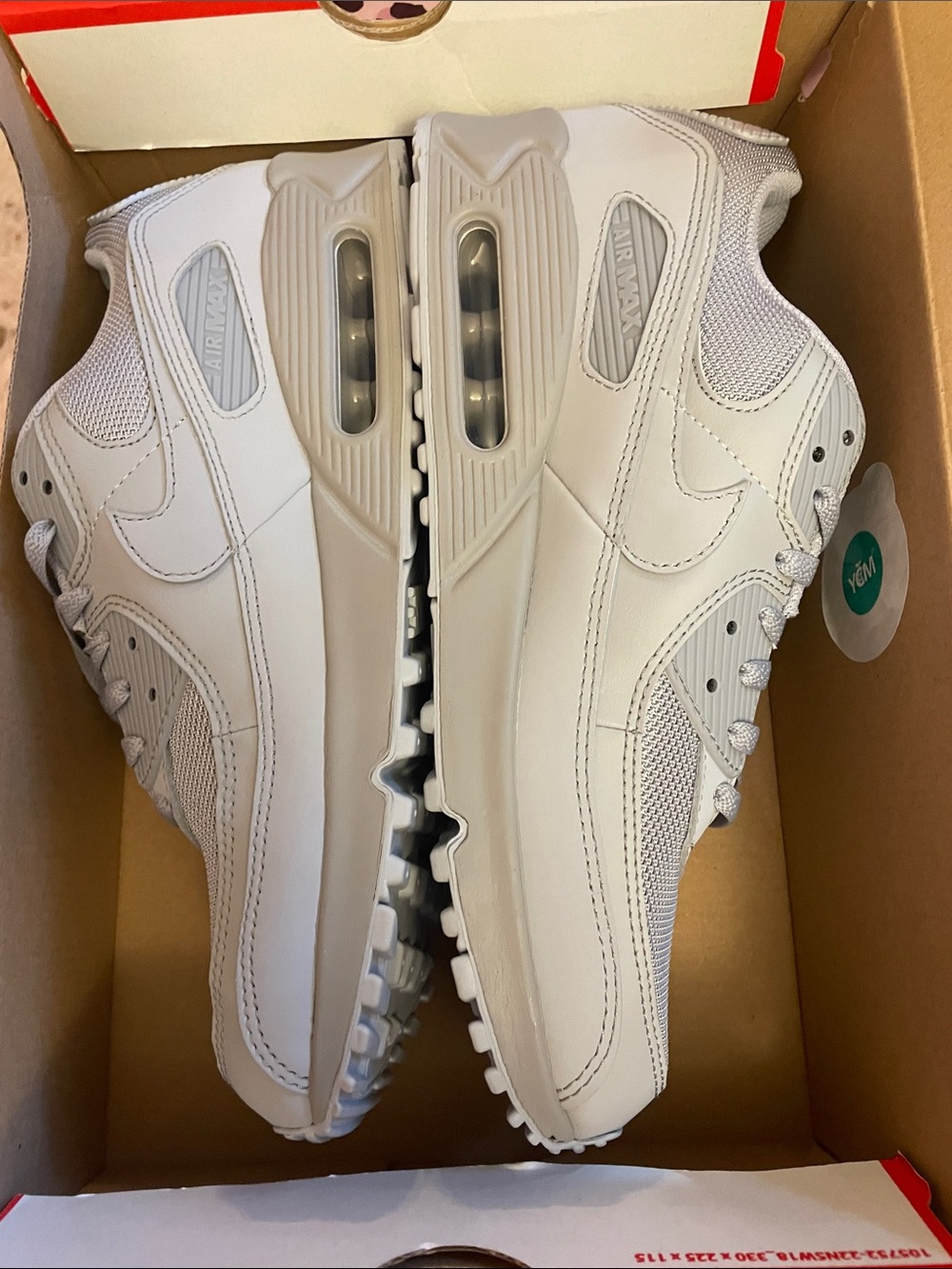 Nike Men’s Air Max 90 Leather Mesh Sneaker — Light Grey